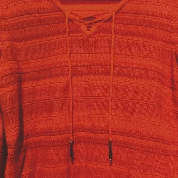 Lauren Ralph Lauren red/orange hoodie sweater with medallion ties Size Medium - Picture 6 of 7